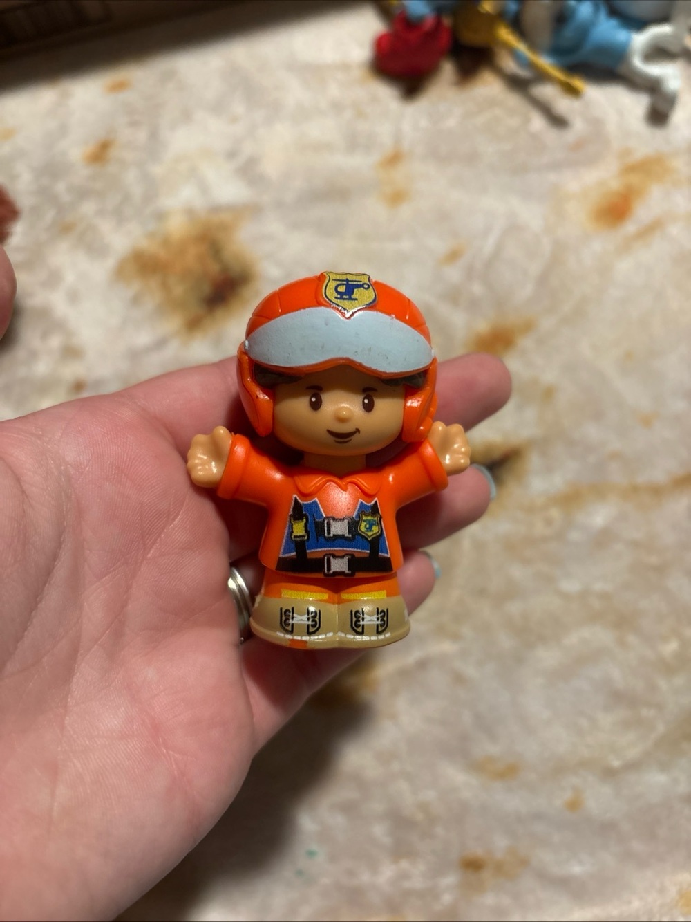 FISHER PRICE LITTLE PEOPLE PILOT LOUIS Helicopter Airplane Single Orange Helmet